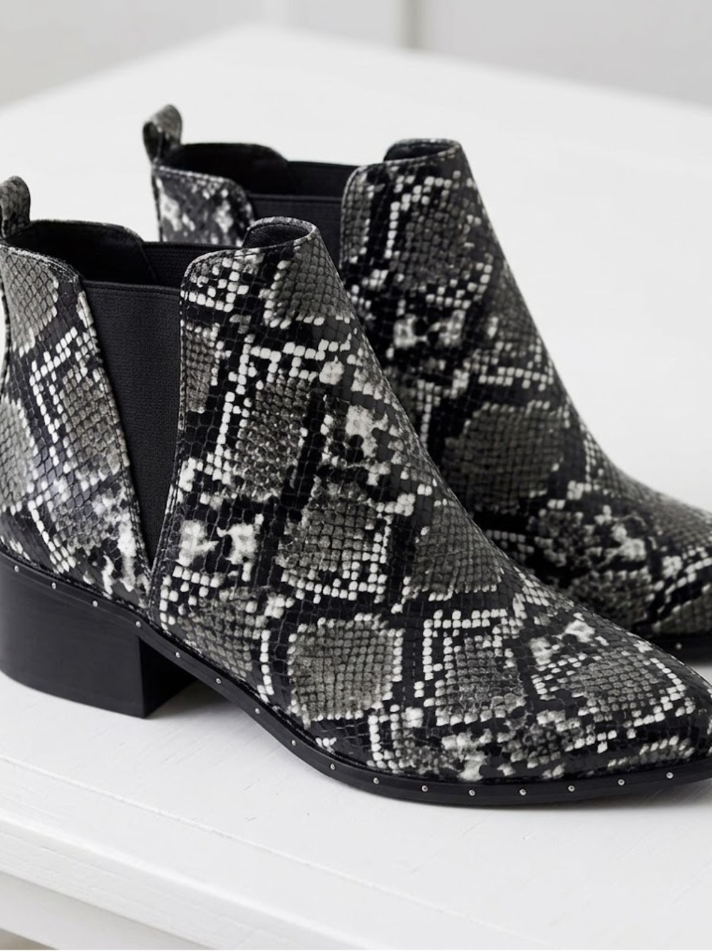 Bar III Gabby Snake Print Vegan Leather Ankle Boots 7